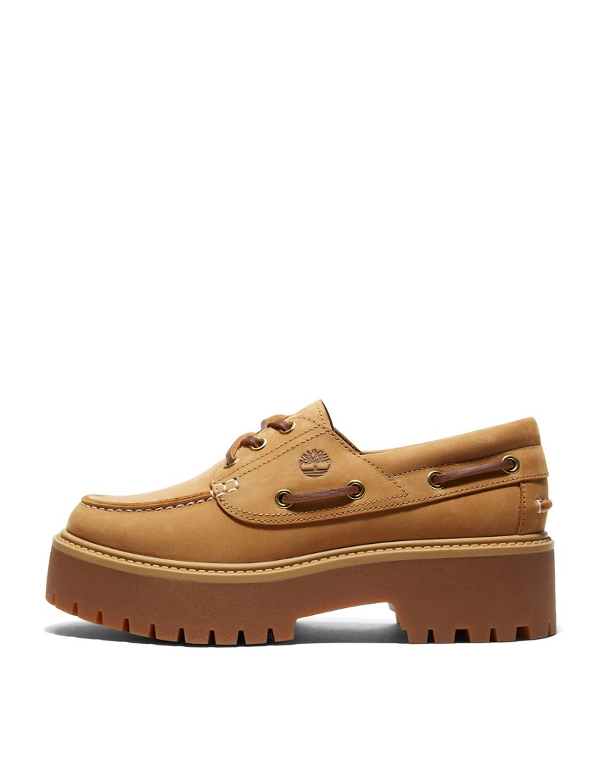TIMBERLAND STONE STREET PLATFORM BOAT SHOES IN TAN-BROWN