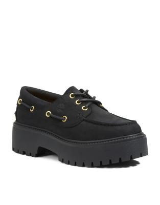 Shop Timberland Stone Street Platform Boat Shoes In Black