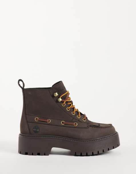 Timberland Stone Street bottine mi-haute à lacets en nubuck marron foncé - view 1