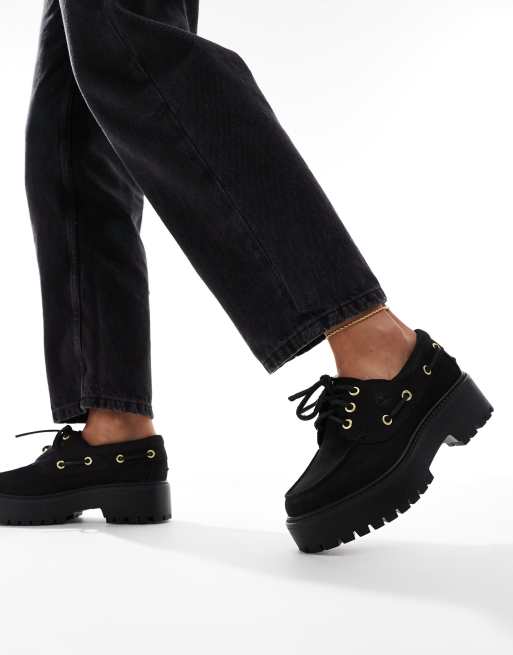 Timberland - Stone Street - Chaussures bateau classiques en cuir avec 3 paires d'œillets - Noir, 3 de 4