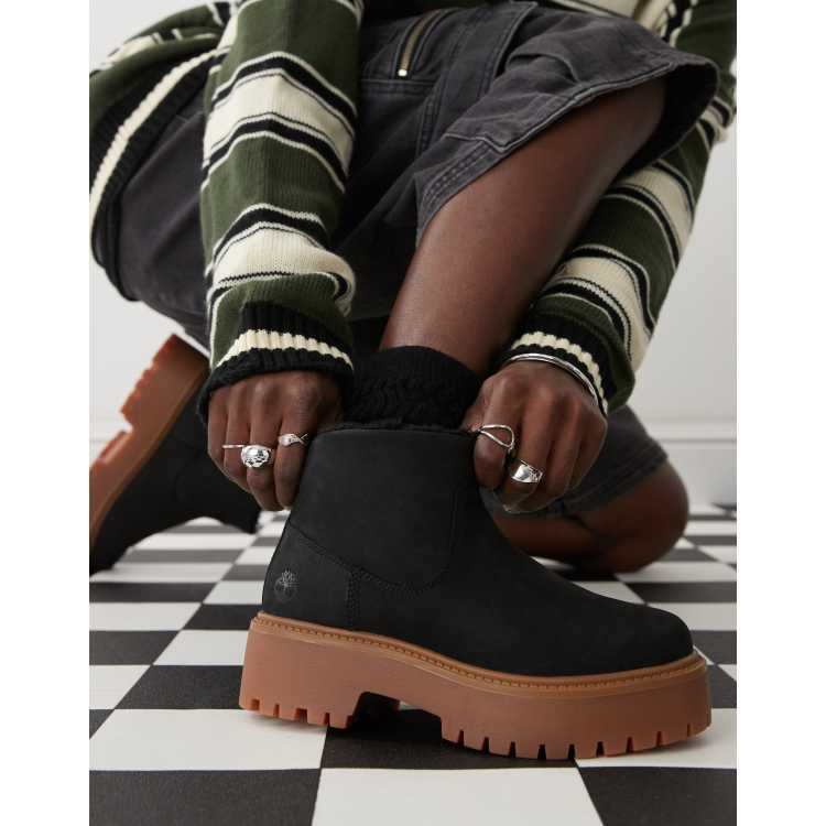 Timberland Stone Street elevated lined chelsea boots in black nubuck ASOS