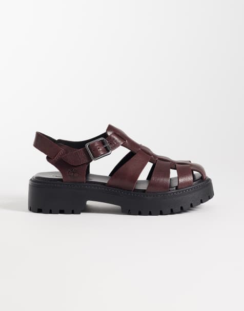 Timberland Stone Street fisherman sandals in burgundy leather - view 1