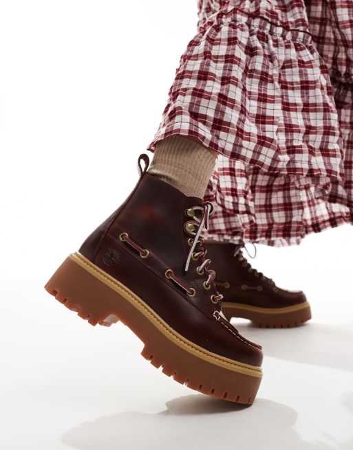 Timberland – Stone Street – Hohe Schnür-Boots in Burgunderrot mit 7 Ösen, 2 von 4