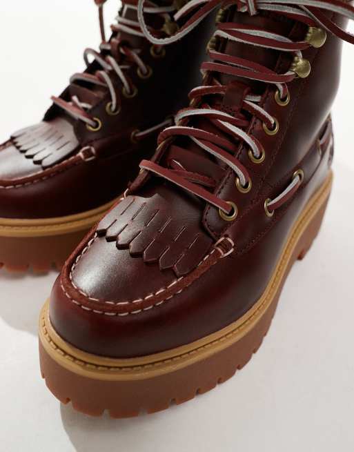Timberland Stone Street lace up 7 eye elevated boots in