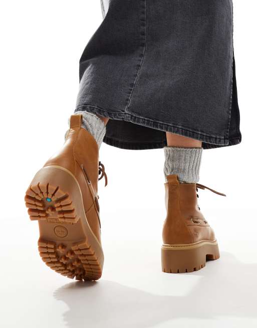 Timberland Stone Street lace up eye elevated boots in wheat