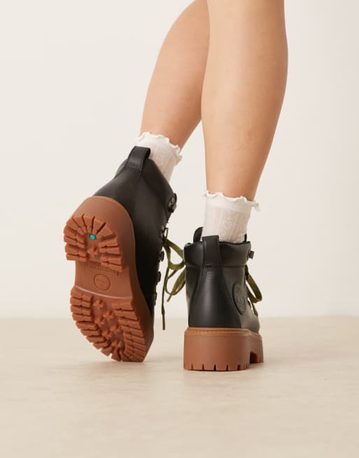 Stone Street Black Lace Up Timberlands Women's Stone Street Mid