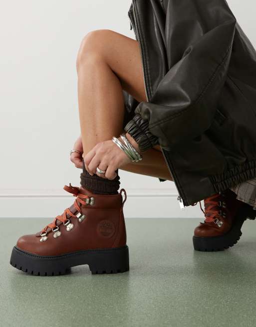 Burgundy leather timberland boots best sale