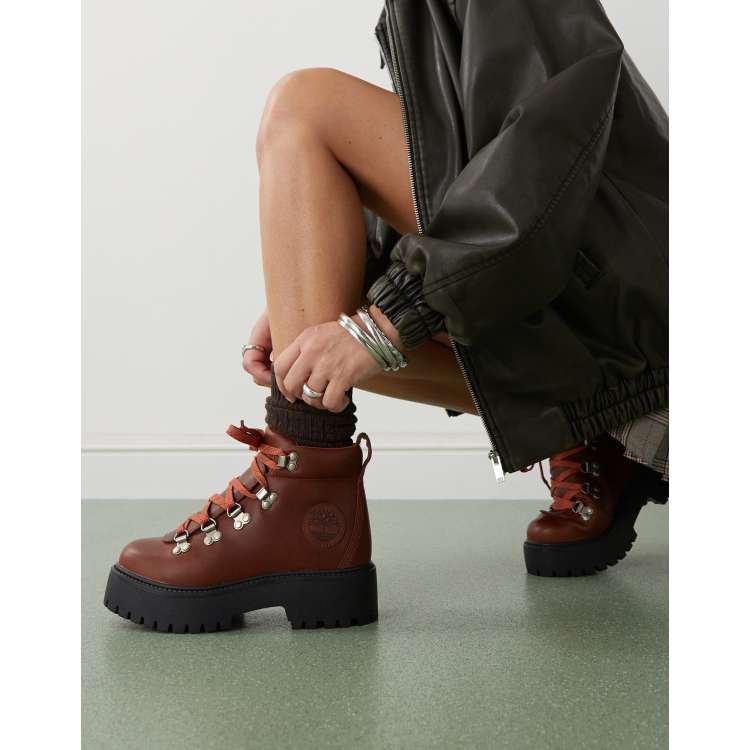 Brown leather timberland boots online