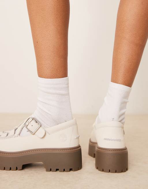 Timberland Stone Street Mary Jane platform shoes in off white