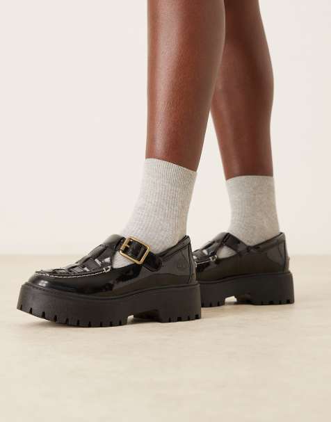 Timberland – Stone Street – Mary-Jane-Schuhe aus schwarzem Lackleder mit Plateausohle - view 1