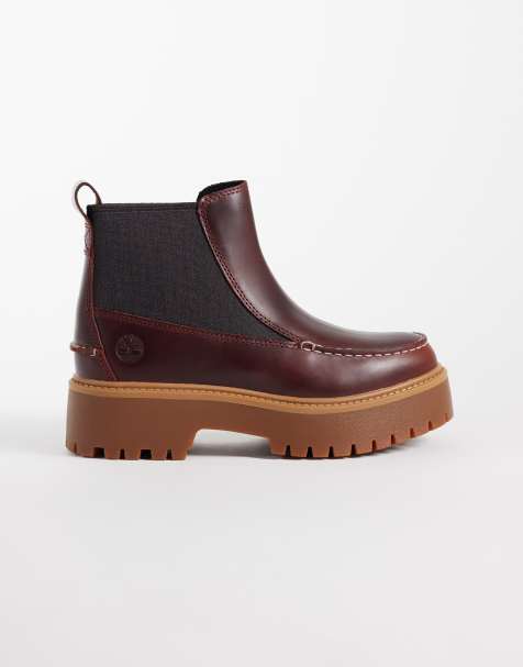 Timberland Stone Street mid chelsea boots in burgundy full grain - view 1
