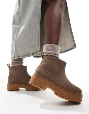 Timberland Stone Street Mid Warm Lined Boots In Taupe Nubuck-gray