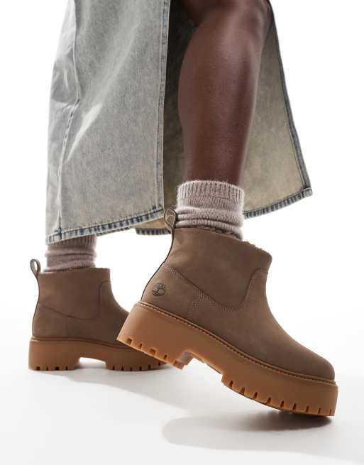 Timberland stone street mid warm lined boots in taupe nubuck