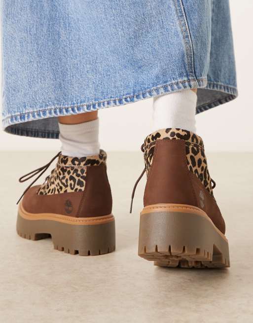 Timberland – Stone Street Nellie – Botki do kostki wykończone włosiem w panterkę, 2 z 4
