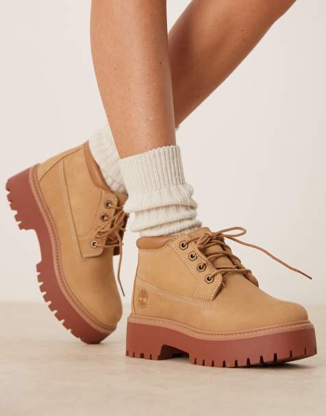 Timberland Stone Street Nellie platform boots in beige nubuck