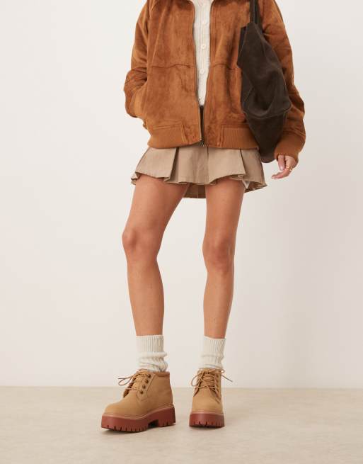 Timberland Stone Street Nellie platform boots in beige nubuck