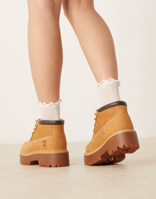 Timberland Stone Street Nellie platform boots in wheat nubuck