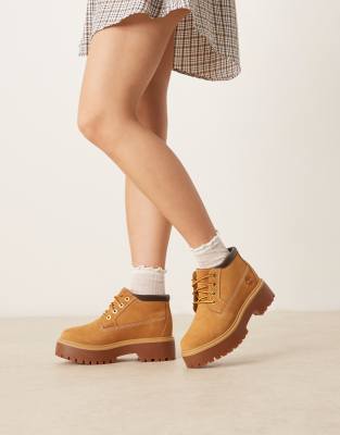 Timberland - Stone Street Nellie - Stiefel aus Nubukleder in Weizenbraun mit Plateausohle-Neutral