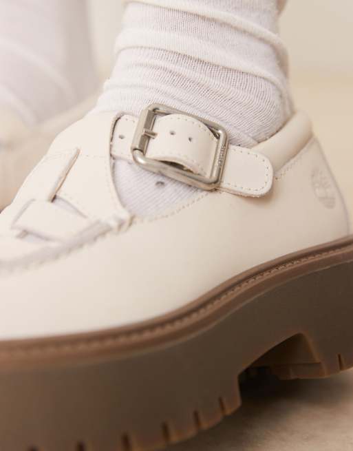 Timberland - Stone Street - Offwhite Mary Jane-sko med flatform-sål i nubuck, 4 af 4