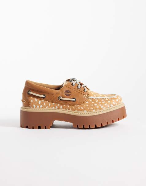 Timberland Stone Street platå 3-eye båtskor i mellanbrun full grain - view 1
