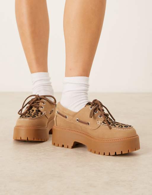 Timberland - Stone Street - Plateau-sejlersko med 3 snørehuller, ponyhår og eopardprint, 4 af 4