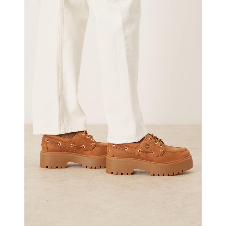 Timberland Stone Street platform 3 eye boat shoe in brown nubuck