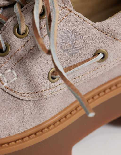Timberland Stone Street platform 3 eye boat shoes in light purple suede, 3 of 4