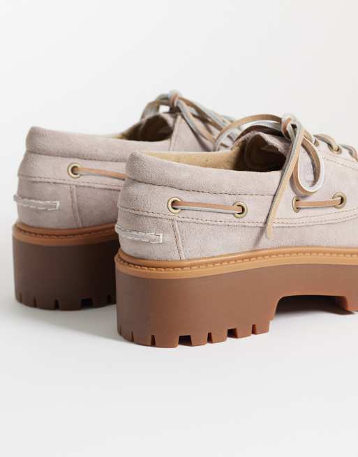 Timberland Stone Street platform 3 eye boat shoes in light purple suede, 4 of 4