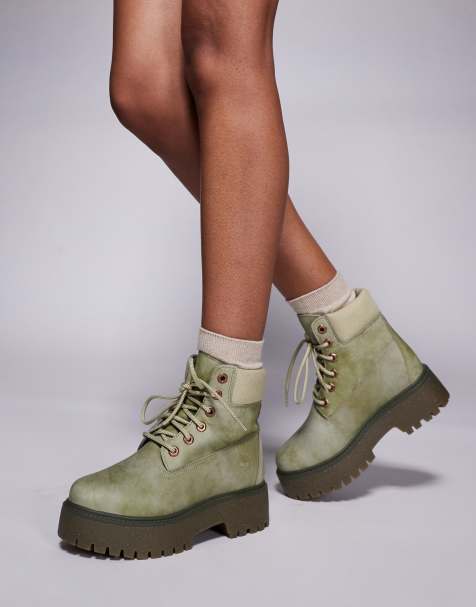 Timberland Stone Street platform 6 inch boots in green nubuck - view 1