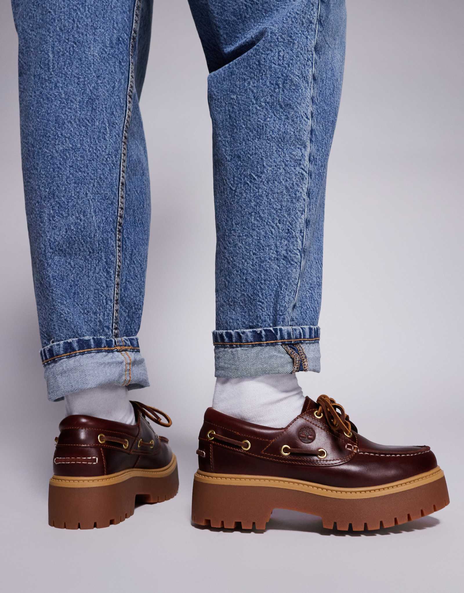 Туфли-лодочки Timberland Stone Street на платформе бордового цвета 