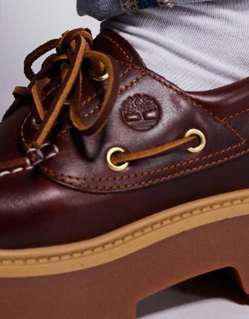 Timberland Stone Street platform boat shoes in burgundy 
