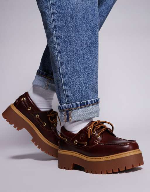 Timberland Stone Street platform boat shoes in burgundy , 3 of 4