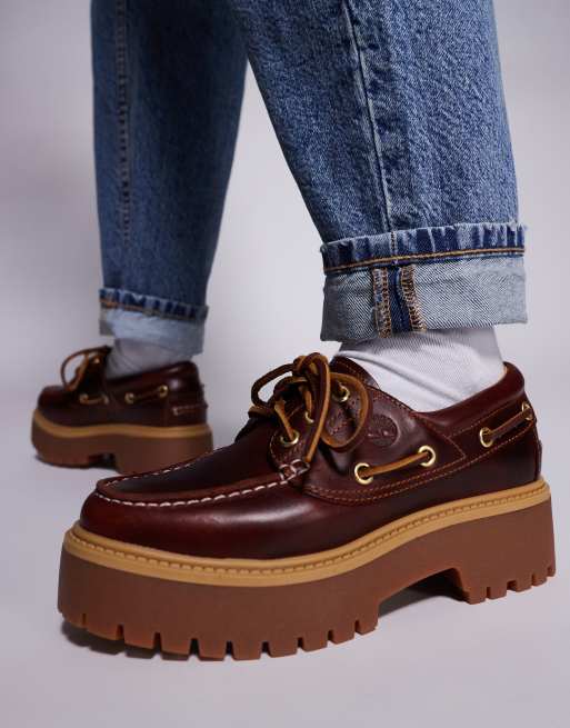 Timberland Stone Street platform boat shoes in burgundy 