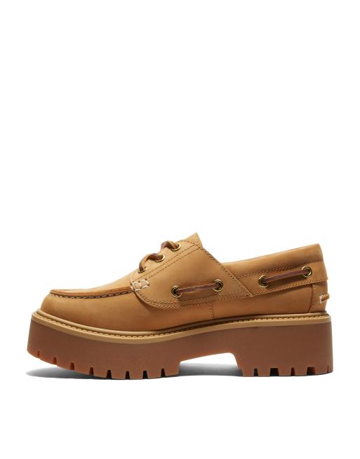 Timberland Stone Street platform boat shoes in tan