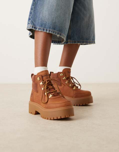 Timberland - Stone Street - Scarponcini stringati in nabuk marroni con plateau - view 1