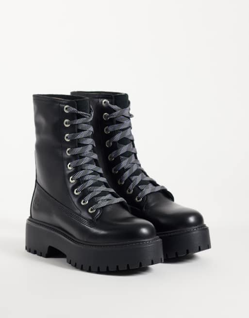 Timberland Stone Street stivaletto mid stringato in pelle pieno fiore nera, 2 di 4