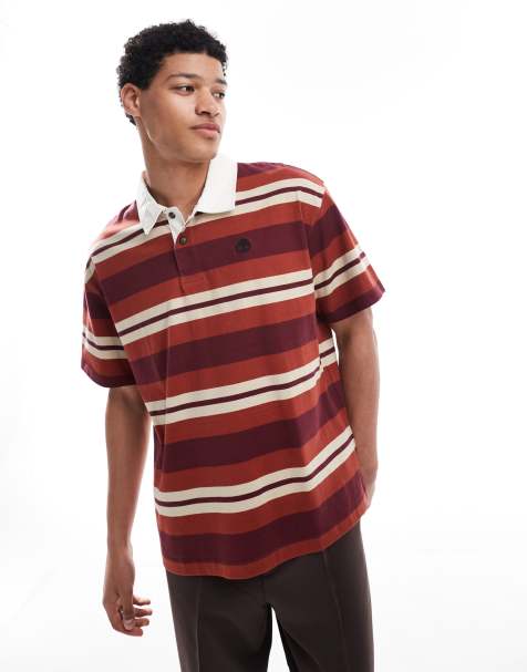 Timberland Striped rugby polo in burnt henna yd - view 1