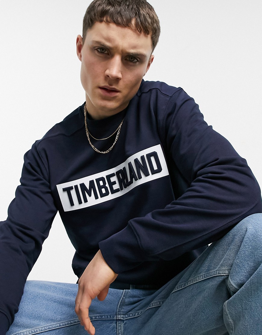 Timberland - Sweatshirt met logo in reliëf-Marineblauw