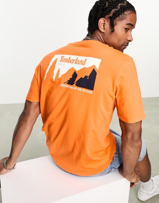 Timberland T shirt imprim montagne au dos Orange ASOS