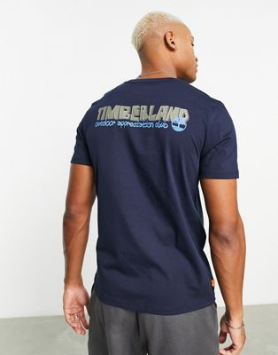 Timberland t-shirt with outdoor back print in navy - ASOS Price Checker