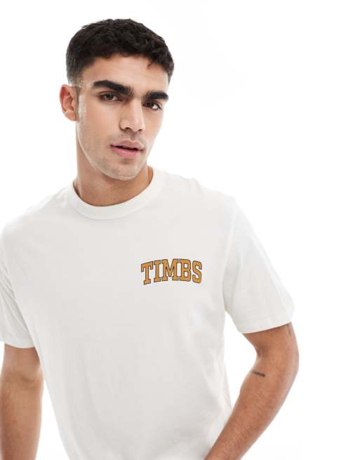 Timberland - T-shirt a maniche corte bianco vintage con stampa 