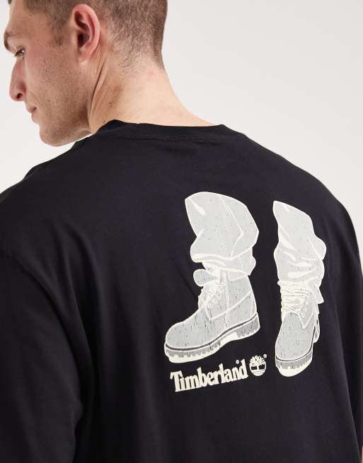 Timberland - T-shirt a maniche corte nera con grafica "timbs on my feet", 5 di 5