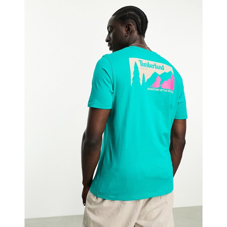 Timberland T shirt avec imprim montagne au dos Bleu sarcelle
