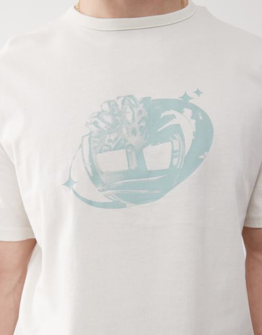 Timberland - T-shirt bianca con grafica del logo sul petto, 3 di 4