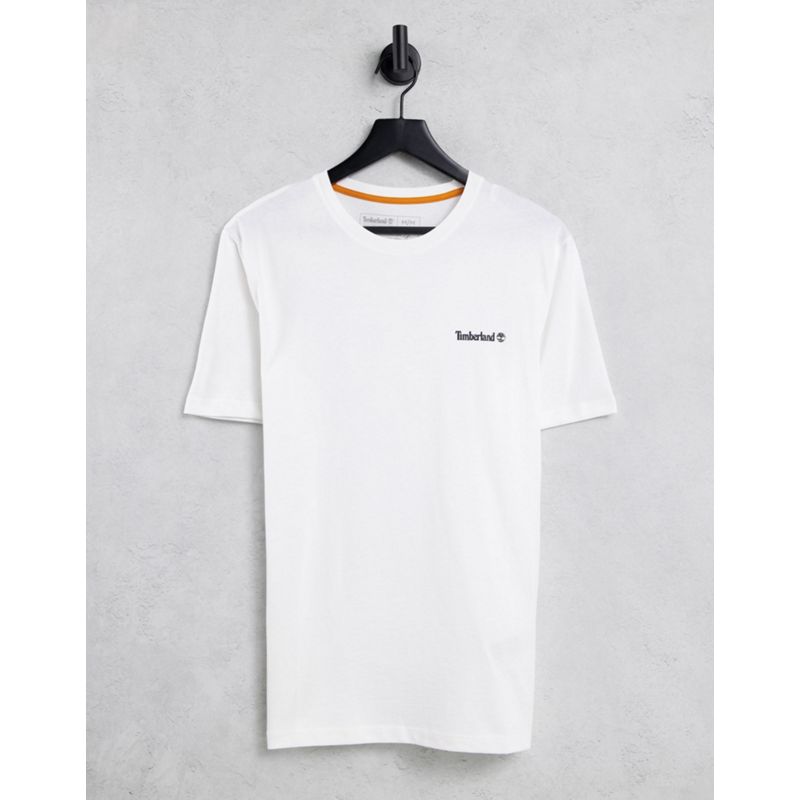 Timberland - T-shirt bianca con logo piccolo