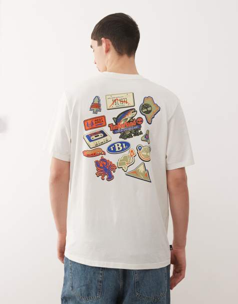 Timberland - T-shirt bianca vintage con stampa di magneti sul retro - view 1