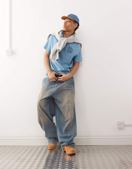 Timberland - T-shirt blu con stampa del logo e scatola di scarpe, 3 di 4