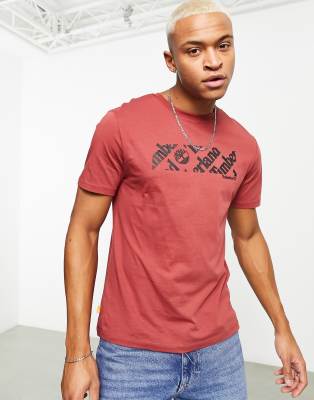 T-shirt con logo lineare rossa-Brown - Timberland T-shirt donna  - immagine2