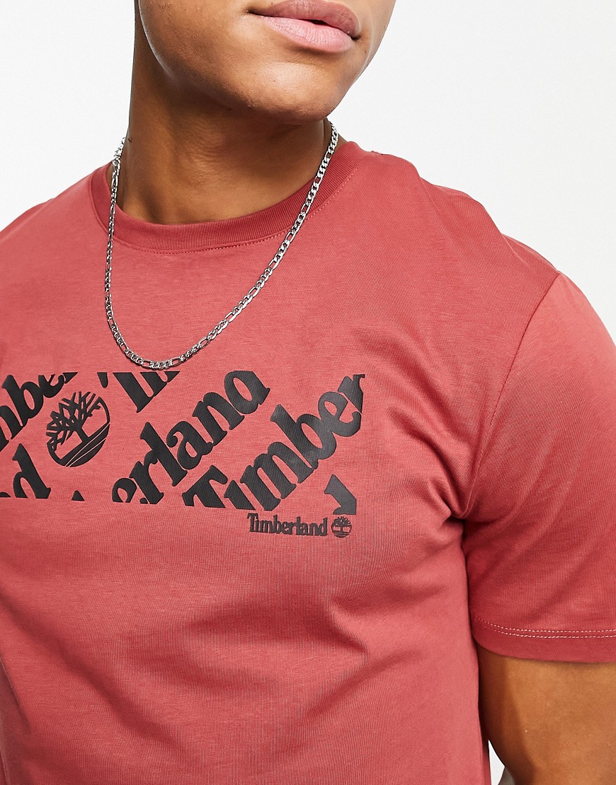 T-shirt con logo lineare rossa-Brown - Timberland T-shirt donna  - immagine3