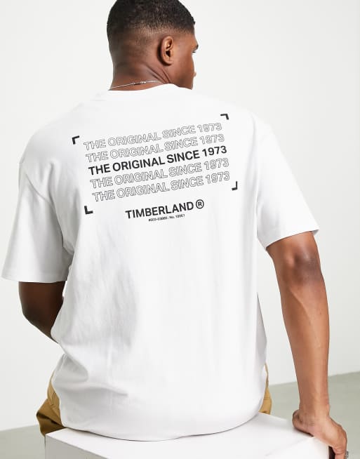 Timberland - T-shirt con stampa sul retro bianca